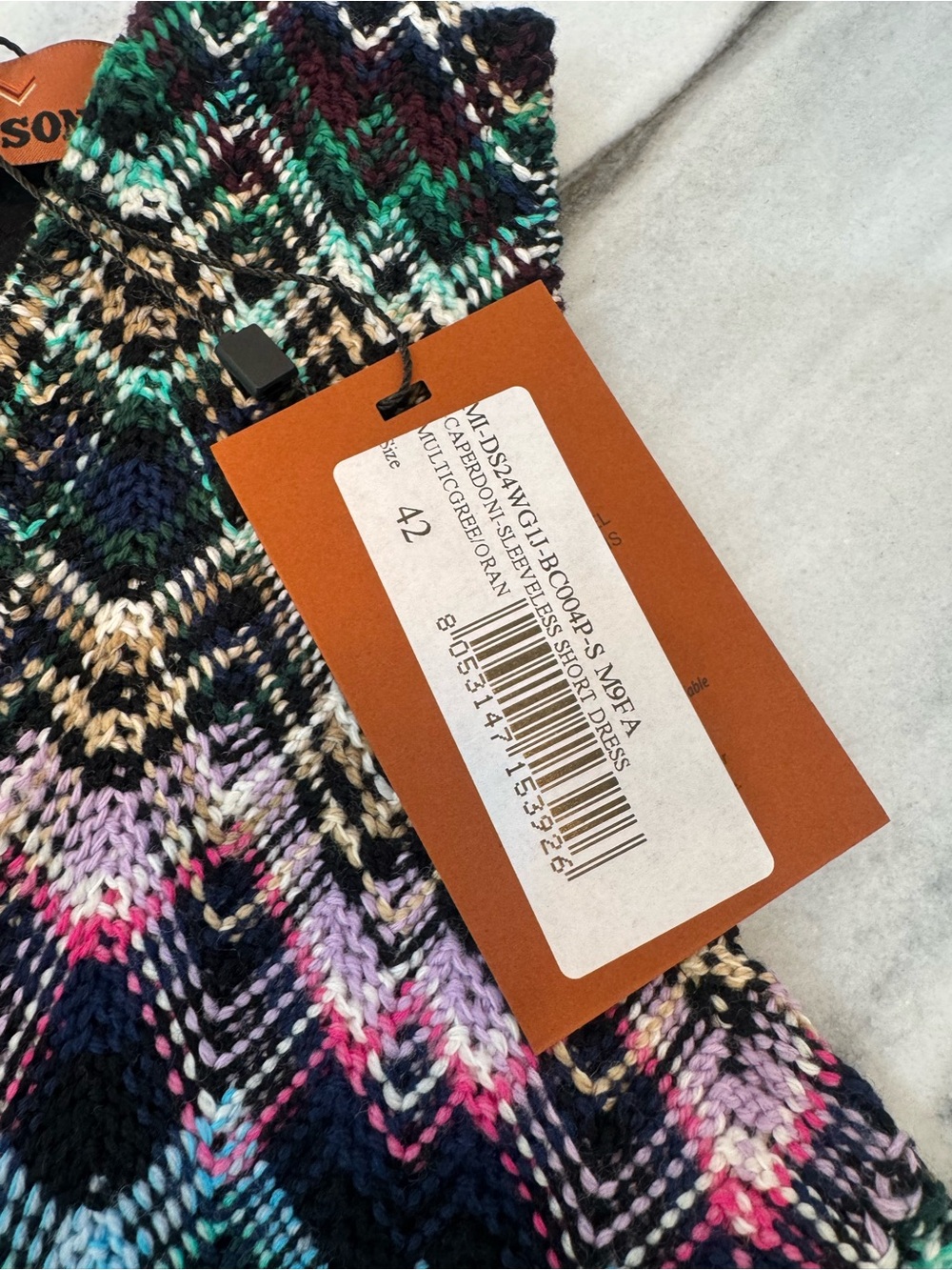 Missoni Sleeveless Multicolor Chevron Pattern Dress - Navy & Teal - Picture 5 of 7